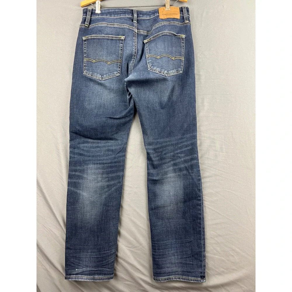 American Eagle Jeans Mens 31x30 Extreme Flex Dark Wash Distressed Ripped Blue